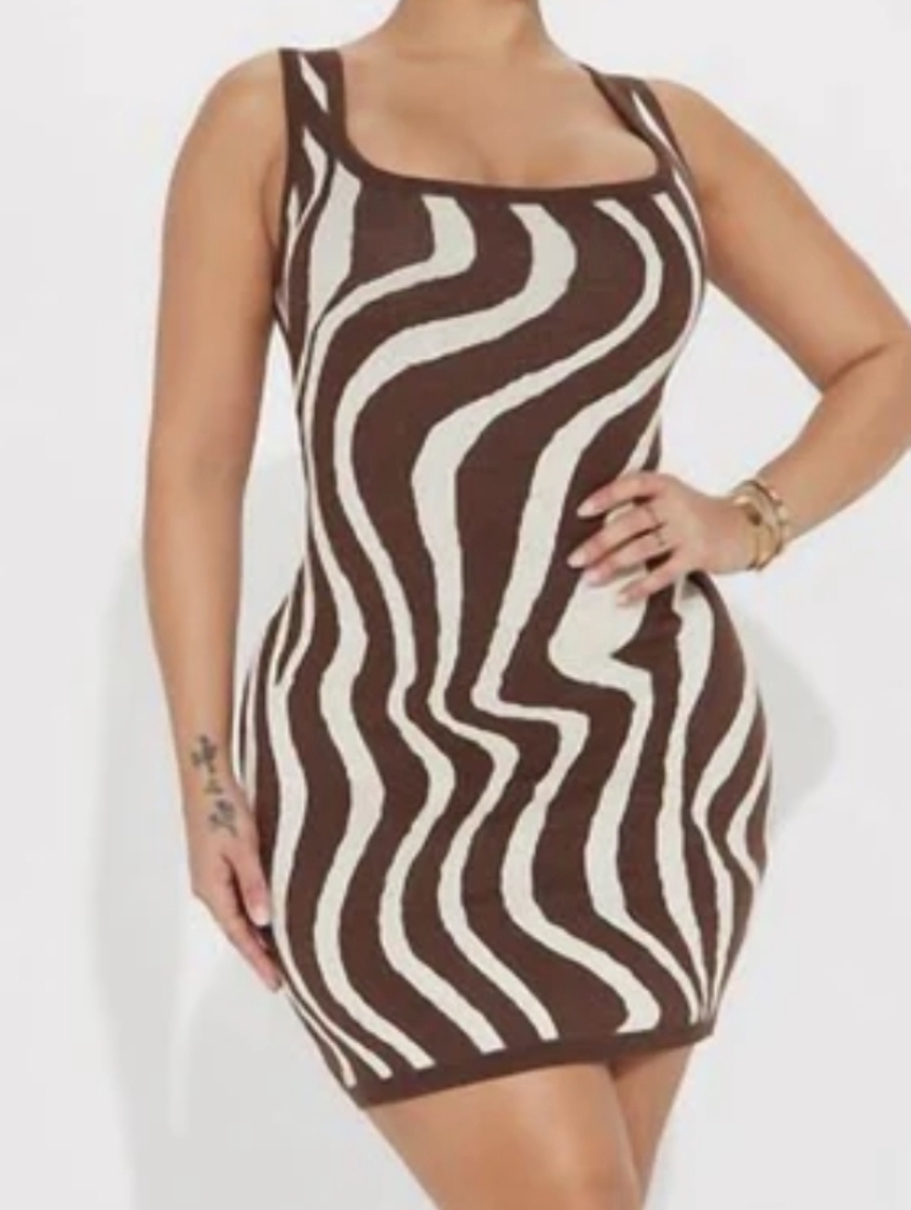 Bailey Rose Knit Zebra Print Bodycon Mini Dress